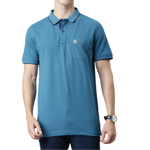 Classique pour homme, chemise à manches courtes en piqué double, 100% coton, ODM, coupe authentique - Product Image 3