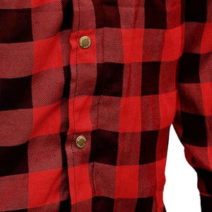 <b>Mens</b> Womens Urban Riding <b>Flannel</b> <b>Shirt</b> Red Black CE Level 2 Shoulder Armor <b>Shirt</b> Aramid Lined YKK Zipper Protective Gear - Product Image 2