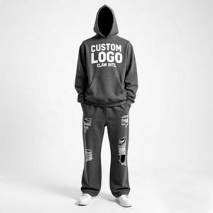 ชุดวอร์มผ้าฝ้ายโอเวอร์ไซส์ใส่ได้ทั้งชายและหญิงชุดวอร์มผ้าคอตตอนธรรมดาทรงหลวมพอดีตัวออกแบบได้ตามต้องการ - Product Image 4