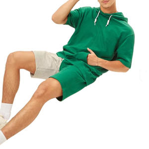 Conjunto Deportivo de 2 Piezas para Hombre, Estilo Urbano, Color Sólido, Pantalones Cortos y Sudadera con Capucha de Algodón, Corte Regular, Transpirable, Secado Rápido, Ligero - Product Image 2