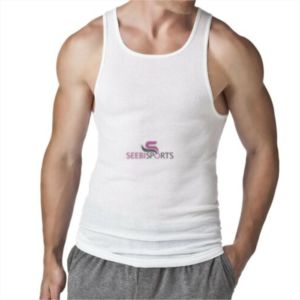 <b>Men's</b> Pure Cotton <b>Vest</b> Elastic Narrow Shoulder Round Collar Sport <b>White</b> Undershirt with Breathable Bottom Muscle tank Top - Product Image 1