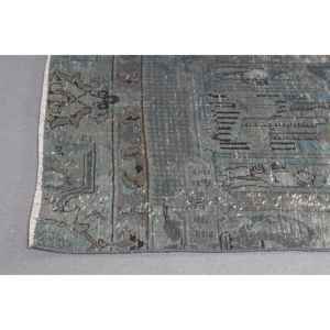 Alfombra Turca, Alfombra Vintage de 5.9x11.2 pies, Alfombra de Lana a Rayas Azul Gris - Product Image 5