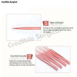 Pinzas de pestañas de acero inoxidable personalizadas OEM, instrumento de belleza quirúrgico creíble con punta de fibra puntiaguda y logotipo personalizado - Product Image 4