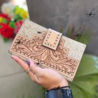 Dompet Kulit Sapi Asli Ukiran Tangan, Tas Selempang, Tempat Ponsel, Desain Baru, Multifungsi, Dompet Kulit Gaya Barat