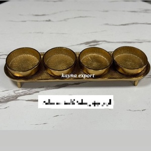 Nouvelle collection d'artisanat, bol de service pour collations de fête moderne et luxueux en aluminium poli, émail doré, écologique, logo personnalisé - Product Image 6