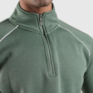 Sudaderas con capucha y media cremallera con logotipo personalizado, Sudaderas con cuello simulado 1/4 y cremallera para hombre, sudaderas de algodón de alta calidad, servicio OEM - Product Image 3