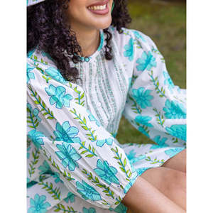Vestido Midi de Algodón con Estampado Aloha - Vestido Casual con Mangas Abullonadas para Fiesta, Disponible en Tallas Grandes - Product Image 5