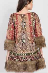 Boho Banjara veste avec Patch Vintage travail pour femmes avec fourrure - Product Image 2