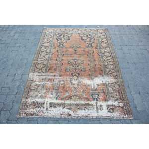 พรมวินเทจสไตล์ตุรกี ขนาด 4.2x5.8 ฟุต สีน้ำตาล-น้ำเงิน ลายต้นไม้และพืช - Product Image 1