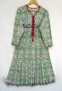 2024 Collection en gros cravate teinture longue caftan col en v demi manches rayonne tissu ample robe côté fente bouton pour le printemps - Product Image 6