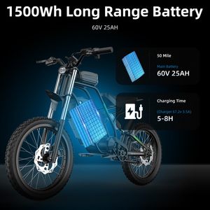 Moto elettrica per adulti Teen, Dual-Mode elettrico Dirt Bike 3000W motore Mid-Drive, 60V/25Ah, 40mph Off Road Bike - Product Image 4