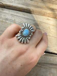 Joyería Bohemia hecha a mano para mujer Natural Golden Hill turquesa mexicano ajustable anillo de plata esterlina bodas clásicas - Product Image 2