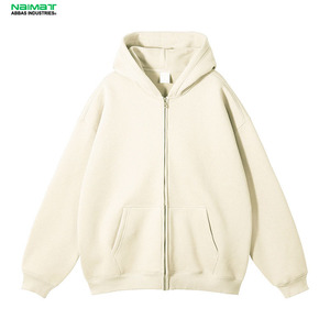 Sudadera con capucha de invierno con gráfico personalizado al por mayor, 400g, Sudadera con capucha de talla grande con cremallera para hombre de algodón polar de peso pesado - Product Image 5