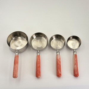 Metal <b>Measuring</b> <b>Cups</b> S/4 Stainless Steel <b>Measuring</b> <b>Cups</b> And Spoons <b>Set</b> With Resin Handle For Gift Cooking & Baking - Product Image 2