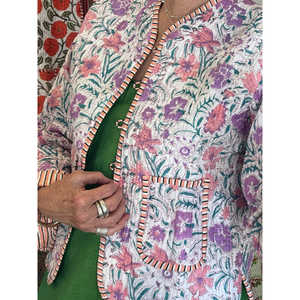 Chaqueta Acolchada de Algodón con Estampado Floral Pastel para Mujer, Chaqueta Bomber Reversible, Estilo Bohemio, Cortavientos, Blazer Corto para Primavera y Otoño - Product Image 3