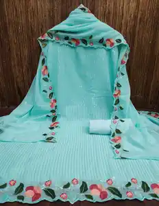 Conjunto de rayón indio hecho a mano Plazo Kurti Kurtis largo pakistaní para mujer en ropa étnica india para mujer - Product Image 1