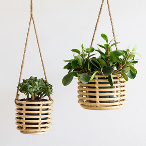 Maceta colgante de ratán tejida a mano-Soporte de planta bohemio para balcón, cesta de plantas hecha a mano para decoración para interiores y exteriores - Product Image 4