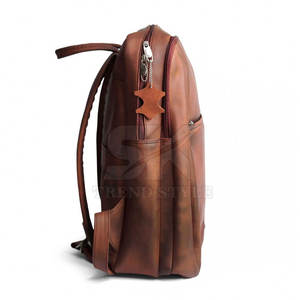 Sac à dos en cuir uni personnalisé pour hommes et femmes, meilleur prix de gros, sac à dos en cuir léger uni - Product Image 3
