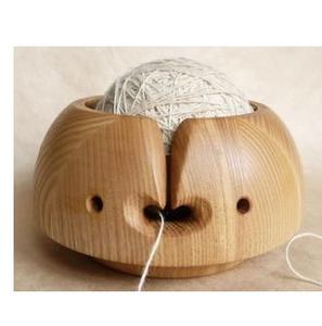 Cuenco de hilo de madera natural para ganchillo y tejedores - Product Image 3