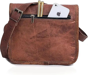 Sac bandoulière vintage en cuir véritable avec fermeture à boucle, sangle simple, couleur marron, pour usage quotidien - Product Image 4