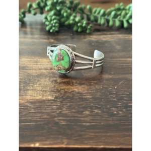 Navajo Handmade Sonoran Mountain Turquoise & Sterling <b>Silver</b> Fashion <b>Cuff</b> <b>Bracelet</b> - Product Image 3