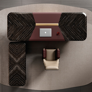 Modern Luxury Solid Walnut Wood Executive <b>Desk</b> Creative Design Water Resistant Home Office <b>Table</b> Premium Computer Workstation wi - Product Image 5