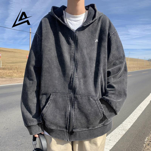 Sweat à capuche oversize en molleton épais 100% coton de haute qualité pour homme Aifran Sports, personnalisable avec logo, fermeture éclair - Product Image 5