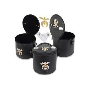 Masonic Regalia Shriner Fezzes Estuches con lingotes Oro/Plata Bordado Hecho a mano Cuero artificial Colores personalizables y logotipo - Product Image 1