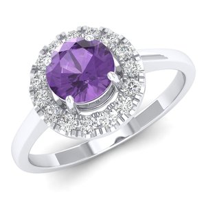 Prix de gros REYES, bague en argent sterling 925 avec améthyste et moissanite VVS, bijoux de naissance pour femmes - Product Image 2