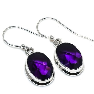925 boucles d'oreilles classiques en argent massif bijoux pour femmes 925 argent Sterling améthyste pierres précieuses Style Boho boucles d'oreilles faites à la main cadeau - Product Image 1