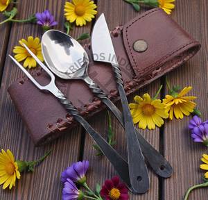 Juego de Cubiertos de Acero 430 Forjado a Mano de Alta Calidad, Estilo Medieval, para Comedor o Banquete - Product Image 2