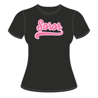 T-shirt personnalisable noir pour sororité grecque, rose et vert, en coton biologique écologique, décontracté et élégant pour femme, idéal pour l'université
