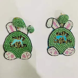 High Quality Handmade Easter Beaded Drop <b>Earrings</b> <b>Fashion</b> <b>Hoop</b> Style Festive Jewelry for Women Spring Wholesale - Product Image 3