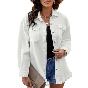 2025 nouveauté en gros veste en jean personnalisée pour femmes avec conception personnalisée à manches longues veste en jean décontractée - Product Image 5