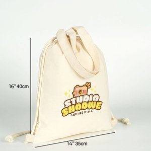 Custom Printed 1416 (3540 Cm) Cotton <b>Drawstring</b> <b>Backpack</b> 4 oz Eco-Friendly Bag Large Casual Foldable Portable GPS Compatible - Product Image 2