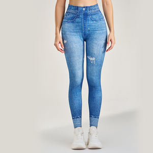 เลกกิ้งไร้รอยต่อระบายอากาศได้ดีสำหรับผู้หญิงกางเกงโยคะดันทรงผ้ายีนส์ลำลองควบคุมหน้าท้องเลกกิ้งกีฬาสำหรับออกกำลังกาย - Product Image 2