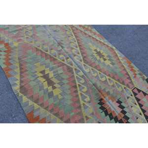 Tapis turc vintage grand 5.1 x 9,5ft bohème vert classique Rectangle Patchwork Design laine matériel Latex tapis de chambre en peluche - Product Image 5