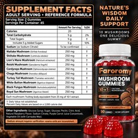 Complément alimentaire en gommes aux champignons 10 en 1 OEM, saveur framboise naturelle, 90 unités
