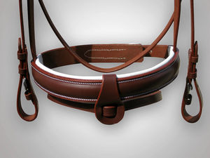 Bride flash équestre de forme anatomique avec rênes en cuir rembourrées et en caoutchouc Bride de cheval réglable - Product Image 3