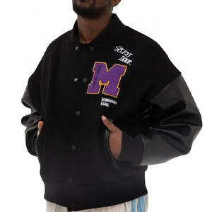 Chaqueta universitaria con parches de chenilla bordados personalizados, chaquetas para hombre de alta calidad, chaquetas universitarias de béisbol Letterman, servicios OEM - Product Image 2