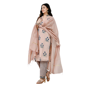 Ensemble de costume en coton Chhaape Neela avec dupatta en chanderi, tenue ethnique élégante au meilleur prix - Product Image 1