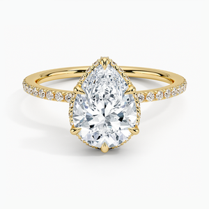 Bague de fiançailles personnalisée à double halo avec bijoux en or fin cultivés en laboratoire pour les mariées diamant de laboratoire certifié en or 14K original - Product Image 1