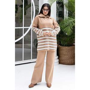 Trucker Collar Striped Knitwear 2 Piece Set Ten - Product Image 3