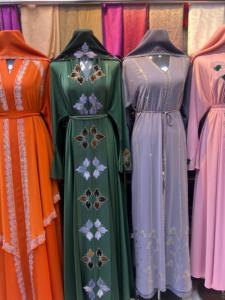 2026 Best Luxury Breathable Sequined Turkish Style Abaya Flared Hem Handmade Crystal Stone Work Modest Muslim Women's Evening - Product Image 3