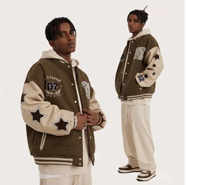 Nouvelle conception de veste bomber universitaire en laine/polyester à double boutonnage personnalisée - Product Image 4