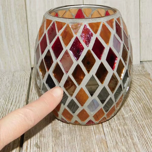 Wholesale Beeswax Cracked Glass <b>Votive</b> <b>Candle</b> Holder Handmade Highly Scented Modern Multi Color Mosaic Stylish for Tealight - Product Image 1