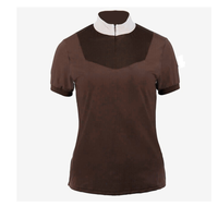 Chemise de compression équestre à manches courtes pour femme, extensible, avec logo personnalisé, haute qualité, pour l'équitation (vente en gros)