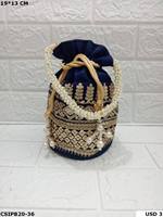Sacs de soirée Potli Batua en soie perlée faits à la main, style indien, accessoires de mariage, capacité 1-1,9L