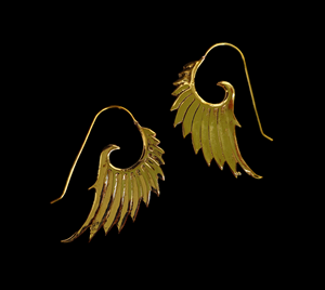 Pendientes de aro de plumas de alas de Ángel de latón dorado para mujer, alambres de oreja gruesos redondos ligeros para bodas y aniversarios - Product Image 5