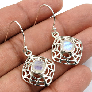 Fabulous Design 925 Sterling Silver Natural Rainbow Moonstone Chunky Dangle Earrings <b>Handmade</b> <b>Jewelry</b> Wholesale Price Suppliers - Product Image 2